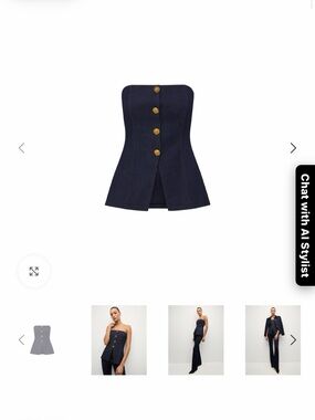 VERONICA BEARD strapless Denim Military Tube Top Navy Top NWOT sz 10